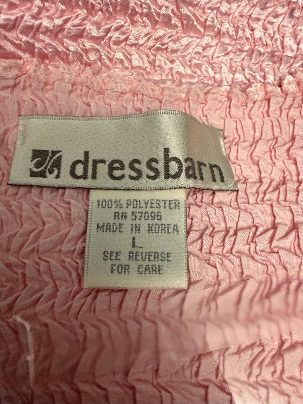 Dress Barn / NWOT-Light Pink Crinkle-Gorgeous Sheen-Sleeveless Stretchy Top - Picture 7 of 9